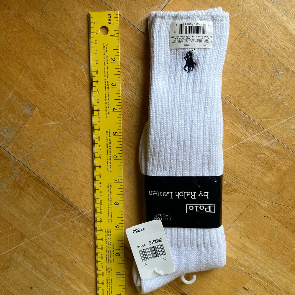 Polo by Ralph Lauren White Crew Socks vintage NWT made in USA